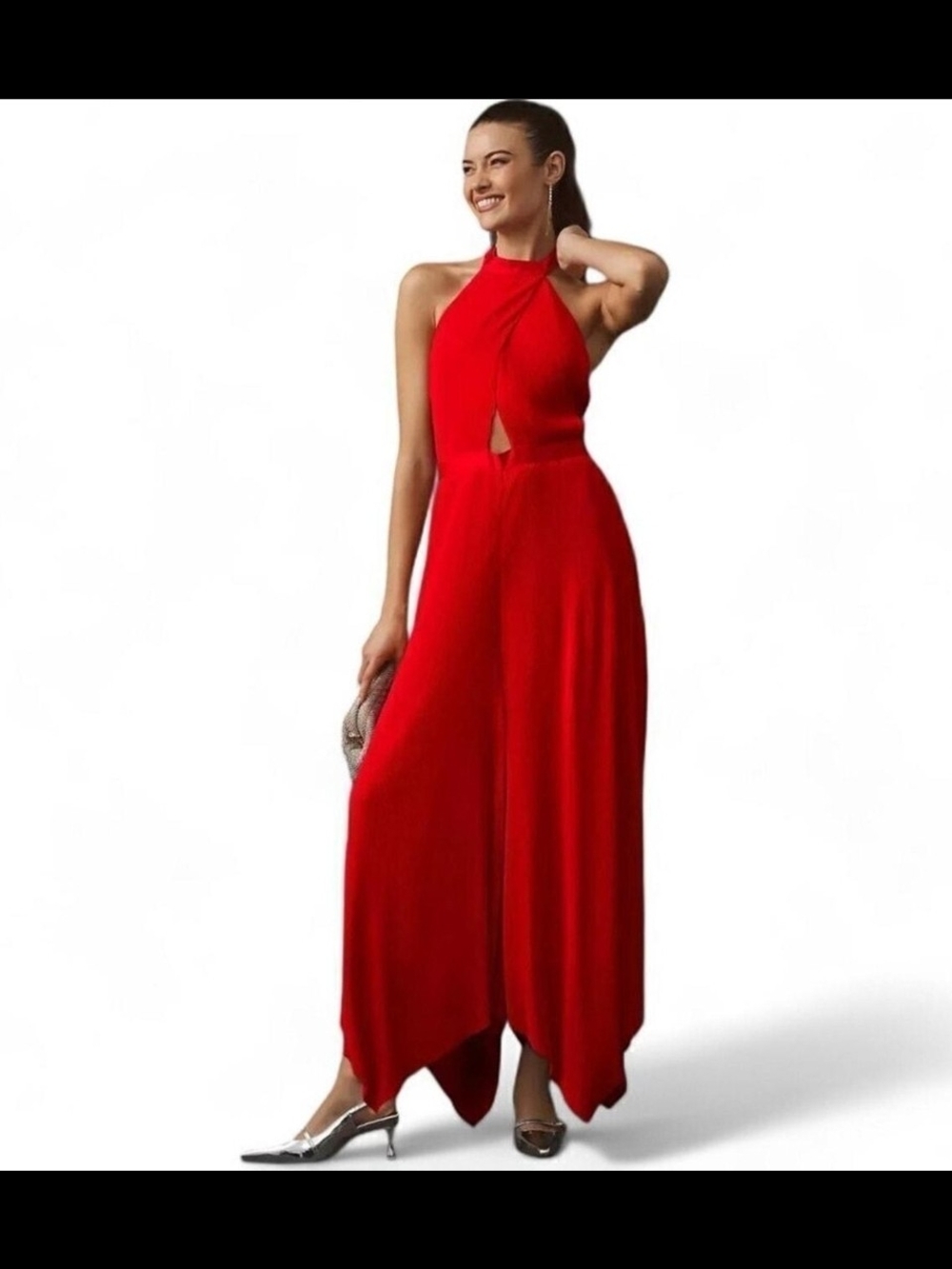 Anthropologie Size 6 Plisse Halter Jumpsuit